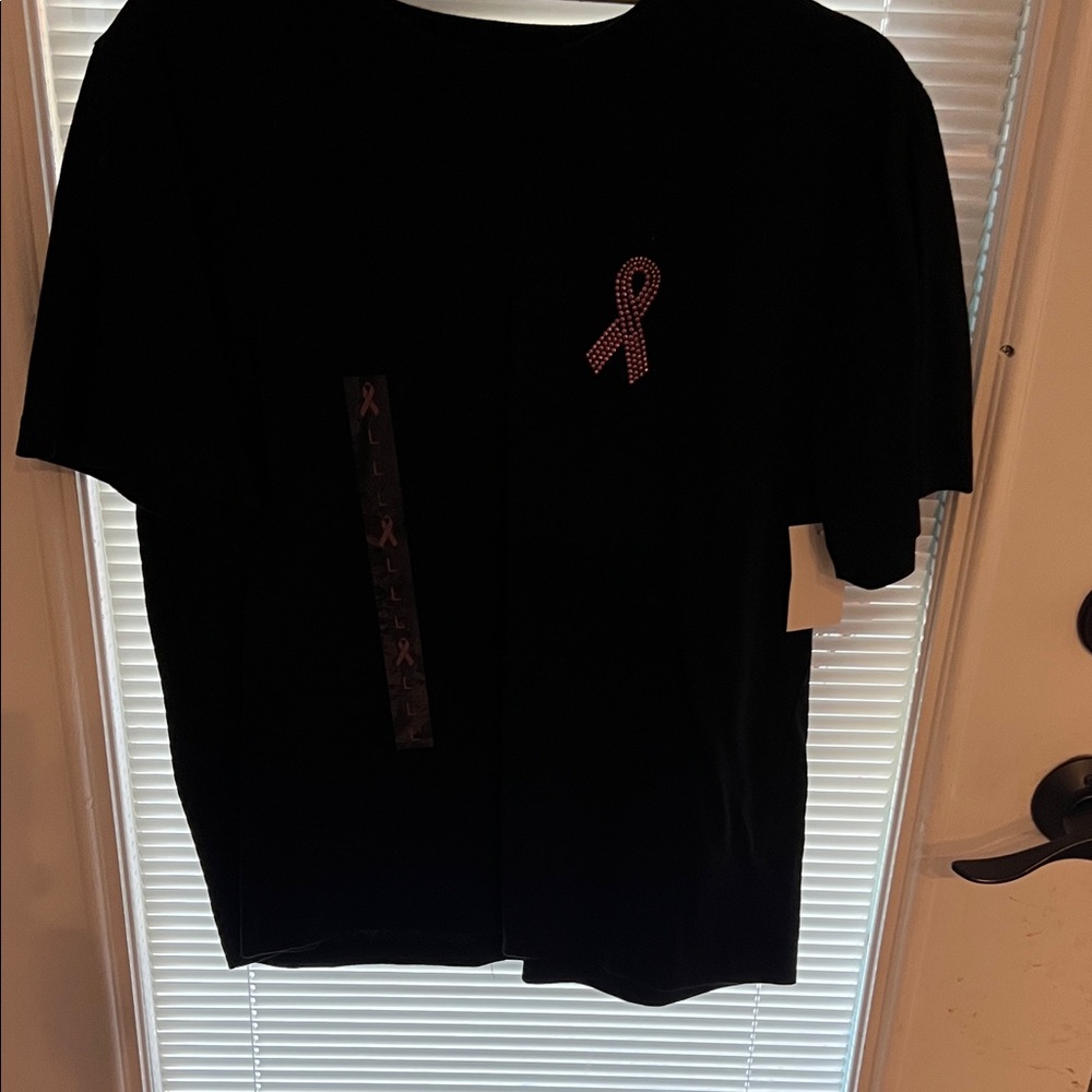 17/21 Exclusive Denim Black Tee with Pink Ribbon